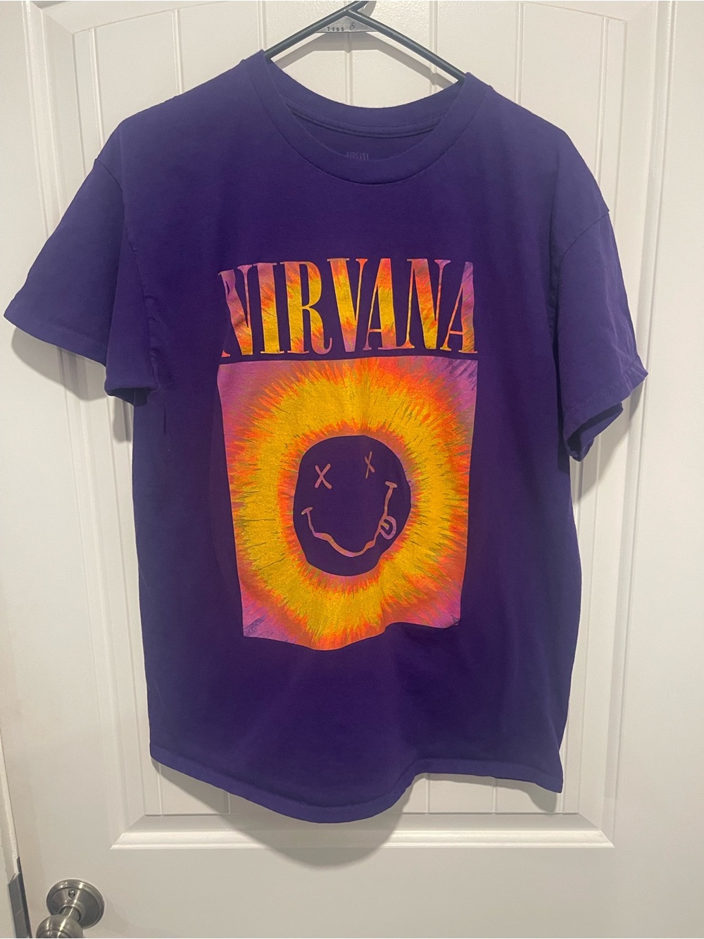 NIRVANA Purple Tee with Multicolor Gradient Logo